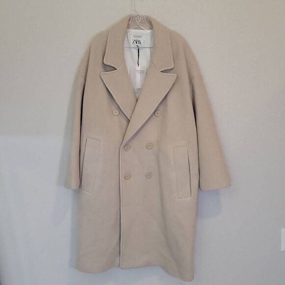 Zara Jackets & Blazers - Zara Oversized Double-Breasted Cream Pea Coat